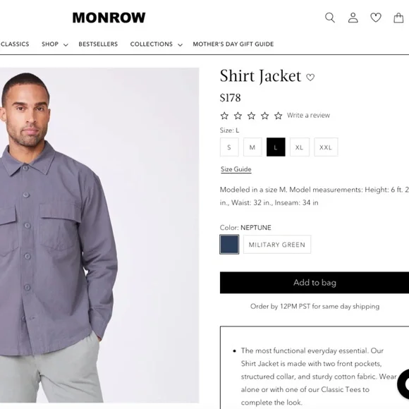 MONROW Shirt Jacket NEW WITH TAGS